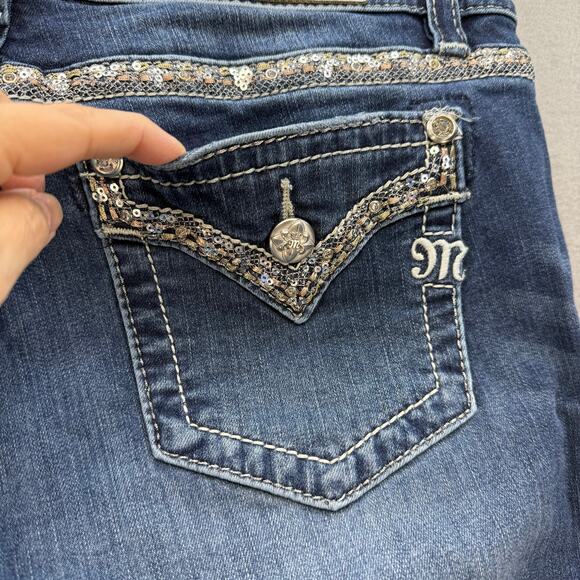 Miss Me Jean Capris Women's 29 (8) Blue Mid Rise Crop Sequin Accent Faux Pocket - Picture 4 of 13
